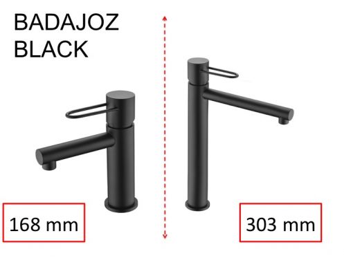 Matzwarte wastafelkraan, mengkraan, hoogte 168 en 303 mm - BADAJOZ ZWART