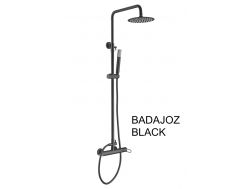 Colonne de douche noir mate, Mitigeur, Rond ø 20 cm - BADAJOZ BLACK