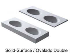 Plan double vasque oval, 50 x 120 cm, en résine minérale Solid-Surface - DOUBLE OVALDO HYDRA