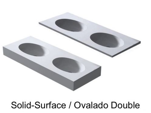 Plan double vasque oval, 50 x 120 cm, en rsine minrale Solid-Surface - DOUBLE OVALDO HYDRA