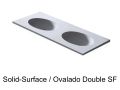 Plan double vasque oval, 50 x 120 cm, en r�sine min�rale Solid-Surface - DOUBLE OVALDO HYDRA