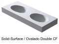 Plan double vasque oval, 50 x 120 cm, en rsine minrale Solid-Surface - DOUBLE OVALDO HYDRA