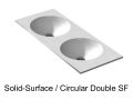 Plan double vasque ronde, 50 x 100 cm, en rsine minrale Solid-Surface - DOUBLE CIRCULAR HYDRA