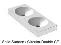Plan double vasque ronde, 50 x 100 cm, en r�sine min�rale Solid-Surface - DOUBLE CIRCULAR HYDRA