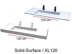 Plan toilette avec double vasque, 50 x 140 cm, en résine minérale Solid-Surface - XL120 RG