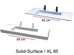 Plan toilette avec double vasque, 50 x 100 cm, en résine minérale Solid-Surface - XL85 RG