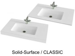 Plan toilette avec vasque intégrée, 50 x 80 cm, en résine minérale Solid-Surface - CLASSIC RG
