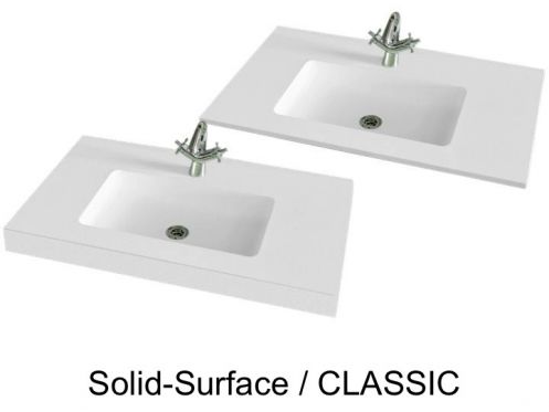 Plan toilette avec vasque int�gr�e, 50 x 80 cm, en r�sine min�rale Solid-Surface - CLASSIC RG