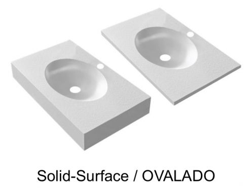 Plan toilette avec vasque oval int�gr�e, 50 x 80 cm, en r�sine min�rale Solid-Surface - OVALADO RG