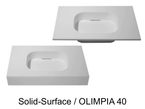 Plan vasque design, 50 x 80 cm, en rsine minrale Solid-Surface - OLIMPIA 40 RG