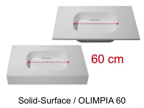 Designwastafel, 50 x 80 cm, in minerale hars van massief oppervlak - OLIMPIA 60 RG