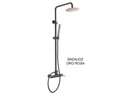 Colonne de douche noir mate, Mitigeur, Rond ø 20 cm - BADAJOZ ORO ROSA