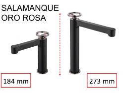 Sort vandhane, mixer, hÃ¸jde 184 og 273 mm - SALAMANQUE ORO ROSA