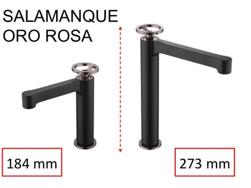 Sort vandhane, mixer, højde 184 og 273 mm - SALAMANQUE ORO ROSA