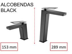 Design wastafelkraan, mengkraan, hoogte 153 en 289 mm - ALCOBENDAS BLACK