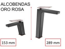 Robinet Lavabo design, melangeur, hauteur 153 et 289 mm - ALCOBENDAS ORO ROSA