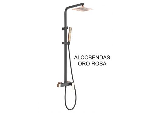 Colonne de douche, melangeur, Style cube - ALCOBENDAS ORO ROSA