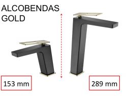 Robinet Lavabo design, melangeur, hauteur 153 et 289 mm - ALCOBENDAS GOLD