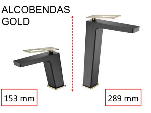 Design wastafelkraan, mengkraan, hoogte 153 en 289 mm - ALCOBENDAS GOLD