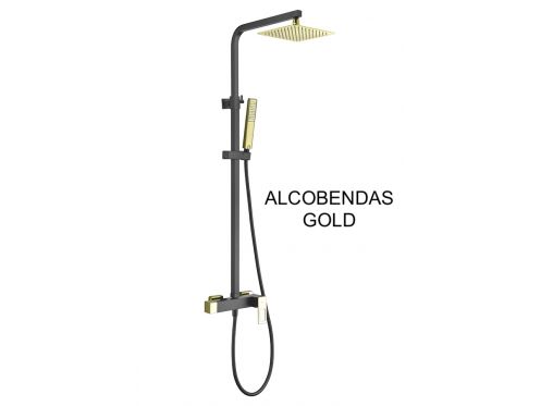 Colonne de douche, melangeur, Style cube - ALCOBENDAS GOLD