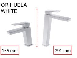 Wastafelkraan, mengkraan, rechte / vierkante stijl, hoogte 165 of 291 mm - ORIHUELA WHITE