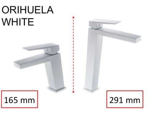 HÃ¥ndvaskarmatur, blandebatteri, lige / firkantet stil, hÃ¸jde 165 eller 291 mm - ORIHUELA WHITE