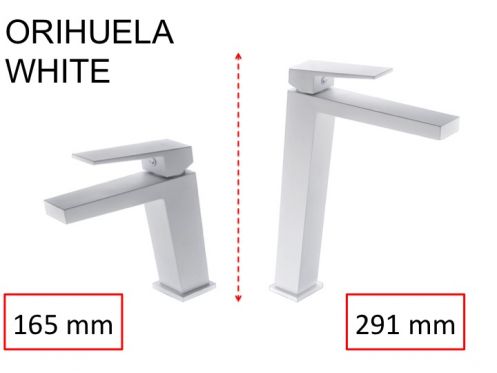 Wastafelkraan, mengkraan, rechte / vierkante stijl, hoogte 165 of 291 mm - ORIHUELA WHITE