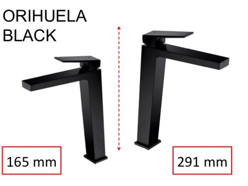 Bateria umywalkowa, bateria w stylu prostym / kwadratowym, wysokość 165 lub 291 mm - ORIHUELA BLACK