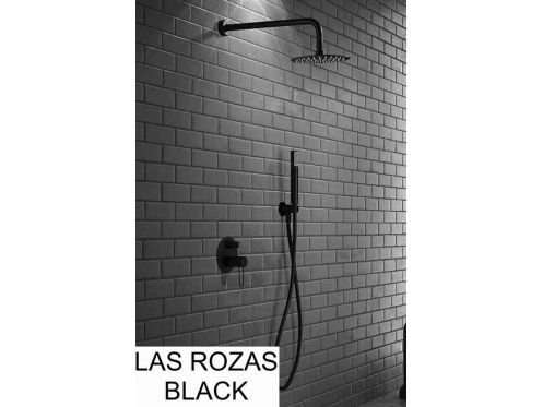Sort indbygget brusebad, mixer, rundt regndæksel Ø 25 cm - LAS ROZAS NOIR