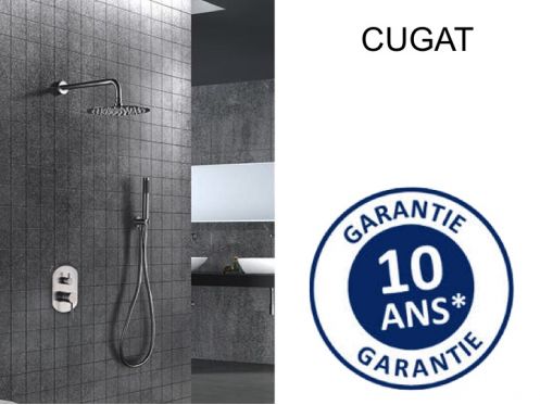 Wbudowany prysznic, bateria, okrÄ…gÅ‚a osÅ‚ona przeciwdeszczowa Ã˜ 25 cm - STEEL CUGAT