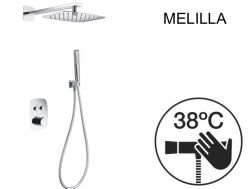 Ingebouwde douche, thermostaatkraan en regendouche 20 x 30 - MELILLA CHROOM