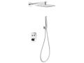Ingebouwde douche, thermostaatkraan en regendouche 20 x 30 - MELILLA CHROOM