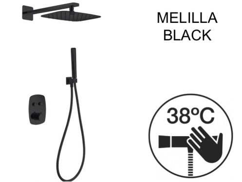 Wbudowana głowica prysznicowa, termostatyczna i deszczowa 25 x 25 - MELILLA BLACK