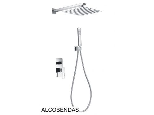 Indbygget brusebad, blandebatteri, regntÃ¦ppe 25 x 25 - ALCOBENDAS CHROME