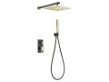 Douche encastrable noir, mitigeur, ciel de pluie 25 x 25 - ALCOBENDAS GOLD