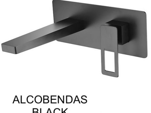 Forsænket vægmonteret vandhane, enkelt greb, længde 212 mm - ALCOBENDAS BLACK