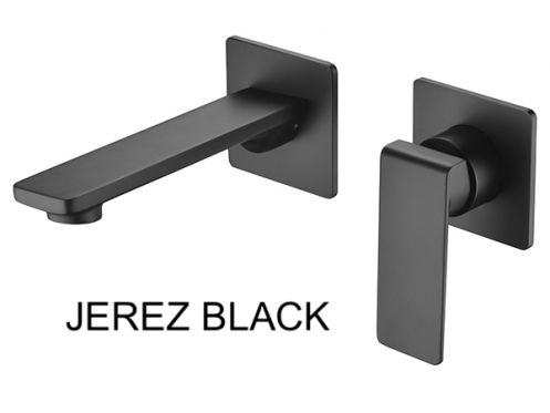 Forsænket vægmonteret vandhane, enkelt greb, længde 215 mm - JEREZ BLACK