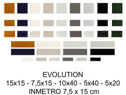 EVOLUTION 15x15 - 7,5x15 - 10x40 - 5x40 - 5x20 et INMETRO 7,5 x 15 cm - Carrelage mural brillant