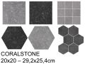 CORALSTONE  20x20 - 29,2x25,4 cm - Carrelage sol, hexagonal, finition Pierre Bleu