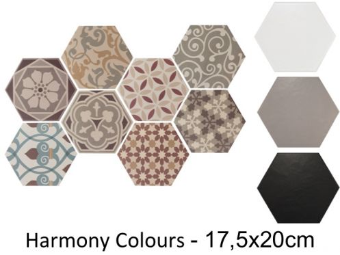 Harmony Colours HEXATILE 17,5x20 cm - Carrelage sol, hexagonal, finition mate