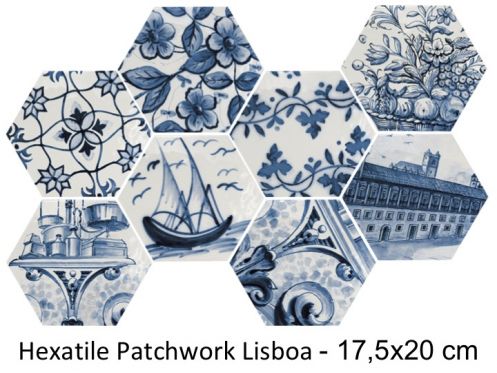 Hexatile Patchwork Lisboa 17,6 x 20,1 cm - Carrelage mural brillant