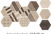 Cement Geo Sand HEXATILE 17,5x20 cm - Carrelage sol, hexagonal, finition mate