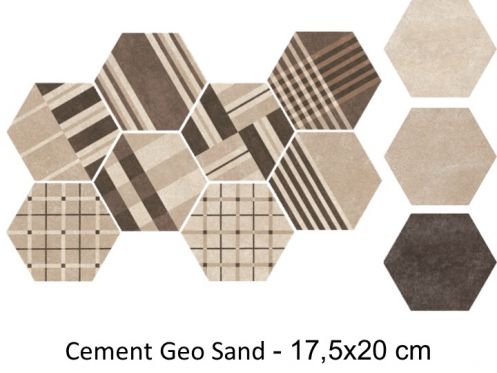 Cement Geo Sand HEXATILE 17,5x20 cm - Carrelage sol, hexagonal, finition mate