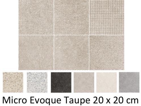 MICRO - Evoque Taupe 20 x 20 cm - Carrelage sol, imitation terrazzo