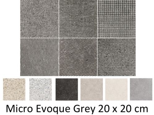 MICRO - Evoque Grey 20 x 20 cm - Carrelage sol, imitation terrazzo