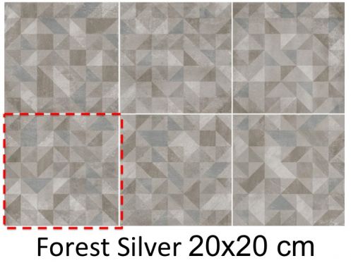Forest Silver 20x20 cm - Carrelage sol, finition vieilli