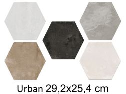 Urban 29,2 x 25,4 cm - Carrelage sol, hexagonal, finition vieilli