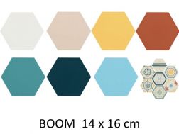 BOOM 14x16 cm - Carrelage sol et mural, hexagonal, couleurs design.