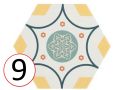 BOOM 14x16 cm - Carrelage sol et mural, hexagonal, couleurs design.