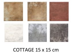 Cottage 15 x 15 cm - Carrelage sol et mural, finition terre cuite, type tomette.